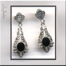 EARRINGS IN BLACK & SILVER TONE (E-3077)