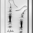 EARRINGS IN BLACK & SILVER TONE (E-3087)