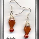 ORIGINAL CARNELIAN AGATE & SILVER EARRINGS  (E-3112)