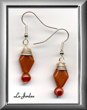 ORIGINAL CARNELIAN AGATE & SILVER EARRINGS  (E-3112)