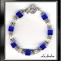 BRACELET MADE OF SQUARE COBALT BLUE CRYSTALS AND SILVER TONE (B-1101)