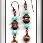 GORGEOUS TURQUOISE AND COPPER, EARRINGS  (E-3107)