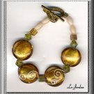 LAMPWORK BEADS, CRYSTALS AND SILVER, BRACELET (B-1109)
