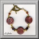 RED PICTURE JASPER & GOLD TONE BRACELET (B-1116)