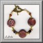RED PICTURE JASPER & GOLD TONE BRACELET (B-1116)