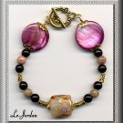 DARK PURPLE MOP SHELL COIN BEADS & GOLD TONE BRACELET (B-1120)