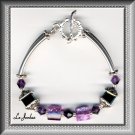 ELEGANT BRACELET IN BLACK & PINK SILVER TONE COMPONENETS (B-1124)