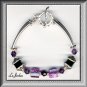 ELEGANT BRACELET IN BLACK & PINK SILVER TONE COMPONENETS (B-1124)