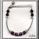 BRACELET IN  DARK PURPLE CRYSTAL & SILVER TONE COMPONENETS (B-1122)
