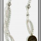 ELEGANT NECKLACE MADE OF PEARLS AND LAMPWORK GLASS PENDANT(N-2157)