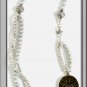 ELEGANT NECKLACE MADE OF PEARLS AND LAMPWORK GLASS PENDANT(N-2157)