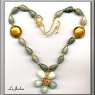 SUMMER NECKLACE WITH HAND MADE FOCAL FLOWER (N-2163)