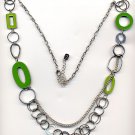 UNIQUE CHAINS NECKLACE IN SIVER TONE AND GREEN (N-2166)