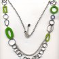 UNIQUE CHAINS NECKLACE IN SIVER TONE AND GREEN (N-2166)