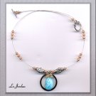 SUMMER IMPRESIVE NECKLACE IN SILVER TONE AND TURQUOISE (N-2168)