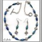 UNIQUE SET IN GREEN AND BLUE AND SILVER TONE COMPONENET (S-4059)