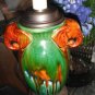 VINTAGE Glazed Ceramic Elephant-Handled Lamp