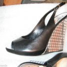 NEW Giuseppe Zanotti Black Leather "Mirror" Wedges EU 37.5/US 7
