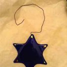 HANDMADE Cobalt Blue Glass Star of David w/ Wire Hanger