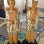 VINTAGE Pair of Asian-Inspired Hand Carved Wood Lamp Bases