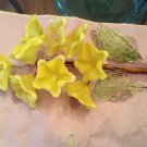 VINTAGE Handblown Yellow Wired Glass Flower Stem w/ Leaves