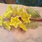 VINTAGE Handblown Yellow Wired Glass Flower Stem w/ Leaves