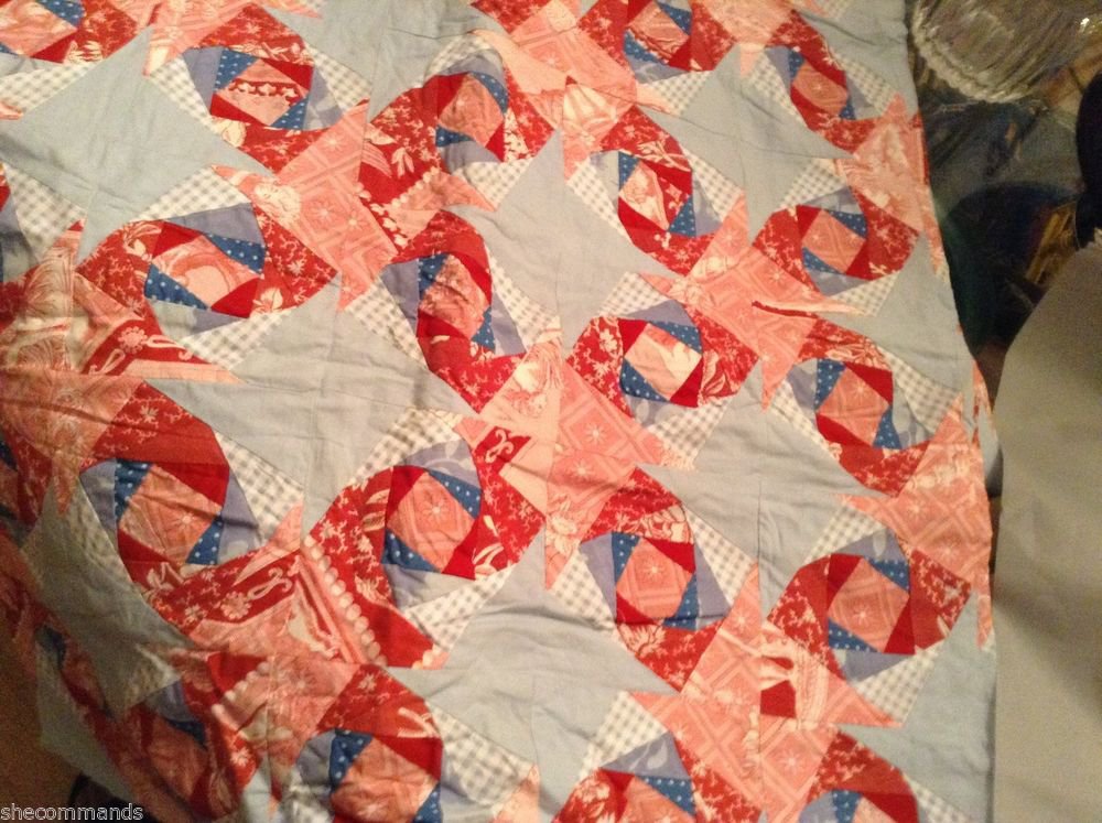 LARGE Quilt Top w/ Machine Stitched Pattern