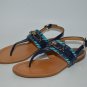 NEW Coach Sammy Thong T-Strap Sandal Navy Blue/Turquoise - 8.5