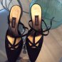 NEW Bally Black Satin Criss-Cross T-Strap Evening Pumps - 6.5