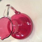 VINTAGE Handblown Rose Glass Pitcher with Applied Handle