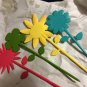 ASSORTED Set of 4 Floral Plastic FLower Garden Stakes