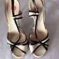 NEW DONNA KARAN Black Off-White Laser Cut Slingbacks High Heels Sandals - 8.5