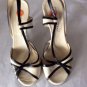 NEW DONNA KARAN Black Off-White Laser Cut Slingbacks High Heels Sandals - 8.5