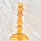 EXCELLENT CONDITION Amber Art Glass Candle Holder - 11.5"