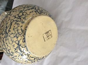 EXCELLENT CONDITION Vintage ROBINSON RANSBOTTOM Blue Spongeware Pitcher and Bowl