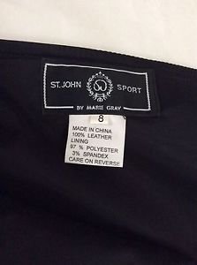 NEW St. John Black Leather Skirt - 8