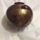 EXCELLENT CONDITION Signed Donald Carlson Ruby Red Art Vase w/ Gold Leaf - 6.5"