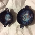 VINTAGE Pair of 2 Mid-Century Italian Art Glass Ashtrays