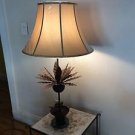 VINTAGE Wrought Iron Pineapple Table Lamp w/ New RH Silk Shade - 40" x 16"