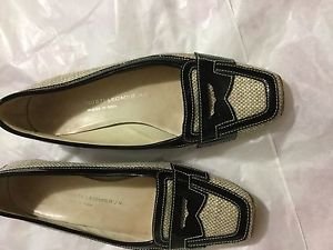 VG CONDITION Attilio Giusti Leombruni BLack Patent Leather w/ Fabric Loafers -37