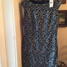NEW Ralph Lauren Women's Silver Metallic Lace Overlay Cocktail Dress - 10