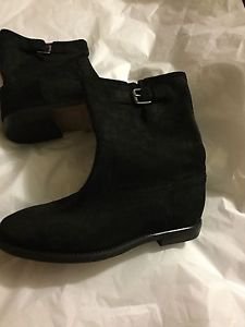 NEW J. Crew Womens Langston Black Suede Engineer Boot w/ Hidden Wedge - 7.5