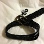 NEW DKNY Woven Black Leather Belt with Solid Brass Buckle - P/S