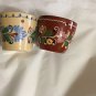 EXCELLENT CONDITION 2 Vintage Sarospatak Folk Art Pottery Flower Pots - 4"