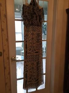 NEW BCBG Printed Silk Chiffon Long Dress/Gown - 4