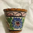ANTIQUE Italian Colorful Pottery Flower Pot - 6" x 5.5"