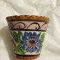 ANTIQUE Italian Colorful Pottery Flower Pot - 6" x 5.5"