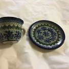 NEW Boleslawiec Zaklady Blue Floral Teacup and Saucer