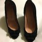VG CONDITION Marc Jacobs Made in Italy Peep Toe Black Suede Pumps w/ Ribbon - 37