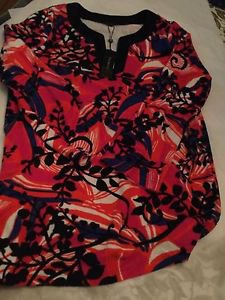 NWT Talbots Terry Cloth Bold Print Tunic Shirt Beach Cover Up - M